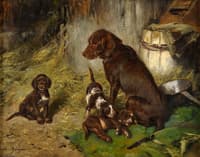 The proud mother dog