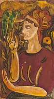 Woman with Parrot  (study)