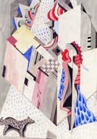 Cityscape with Woman and Dog