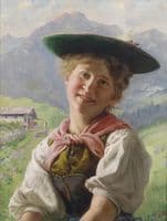 Girl in the Mountain Landscape