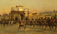 Napoleon and his staff reviewing the mounted chasseurs of the Imperial Guard