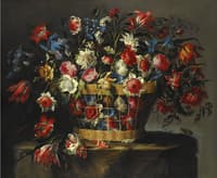 A Still Life with Carnations, Parrot Tulips, Roses, Iris, Daffodils, etc.