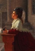 Young Woman Praying in the Church