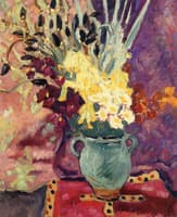 Gillyflowers and Narcissus in a Green Pitcher