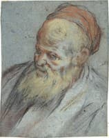 Bust-Length Study of a Bearded Man with Cap in Three-Quarter View