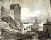 A Road with Houses and a Bridge over a River beneath the Walls of a Castle