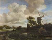 Evening Landscape:  A Windmill by a Stream