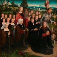 Diptych of the Virgin of Sorrows (left panel: Mayor Presented to Sts George and Barbara)