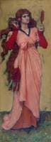 A Girl Holding a Mirror and a Rose