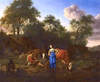 Shepherd and Shepherdess with Cattle by a Stream