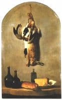 Still Life: Hare, Duck, Loaf of Bread, Cheese and Flasks of Wine