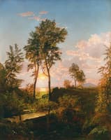 Wooden Bridge at Sunset
