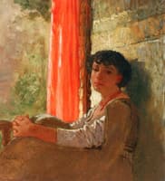 Seated Girl with a Red Curtain