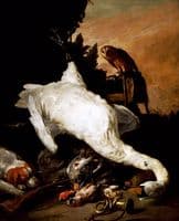 Hunting Still Life with a Swan