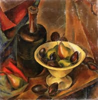 Still Life with Plums, Grapes, White Compote and Bottle