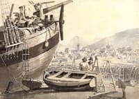 Coast scene, with boat in the foreground - near Dover