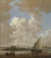 A River Scene with a Hut on an Island