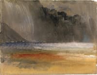 Heaped thundercloud over sea and land