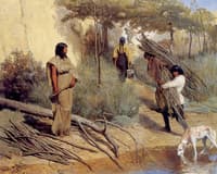 Crow Indian Women Gathering Wood