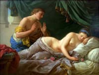 Young Woman Sleeping on a Bed of Roses