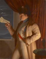 Napoleon reading a letter by candle and moonlight