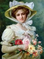 Elegant Lady with a Bouquet of Roses
