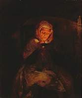 Old Woman Lighting Tinder