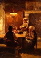 Famille le soir à la veillée