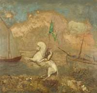 Rider on the Beach with Two Ships
