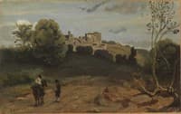 View of Genzano with a Rider and Peasant