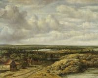 Distant View with Cottages along a Road