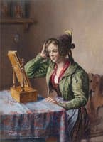 Young girl by the mirror