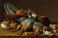 Still Life with Partridges, Onions, Garlic and Containers