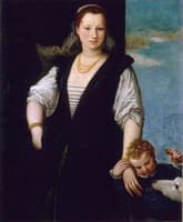 Portrait of a Woman with a Child and a Dog
