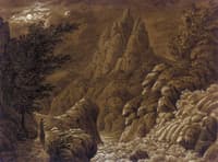 Idealised Landscape with Waterfall