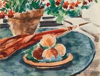 Still Life with Peaches and Umbrella