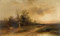 Landscape with horse-drawn cart
