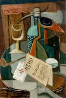 Still Life with Menu and Seltzer Bottle