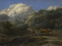 A Man and a Youth Ploughing with Oxen