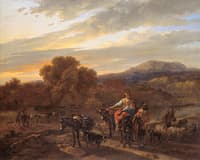 Southern Landscape with Shepherds, Sheep and Cows