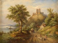 Landscape with Lake and Castle Ruins