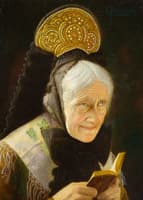Old Lady Holding Open Book
