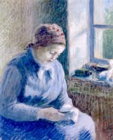 Woman Mending Socks
