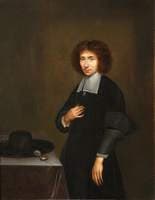 Portrait of an Unknown Man in Black, with a Hat and a Watch on a Table
