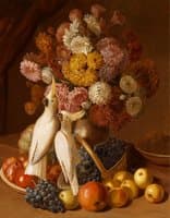 Still-life with two parrots
