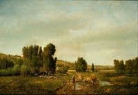 Landscape with Peasant Watering her Cows