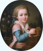 Portrait of a Boy Feeding Two Birds