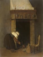 Woman by a Fireplace