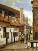 Street Scene with Two Figures Walking
