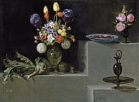 Still Life with Flowers, Artichokes and Glassware (Bodegón con alcachofas, flores y recipientes de vidrio)